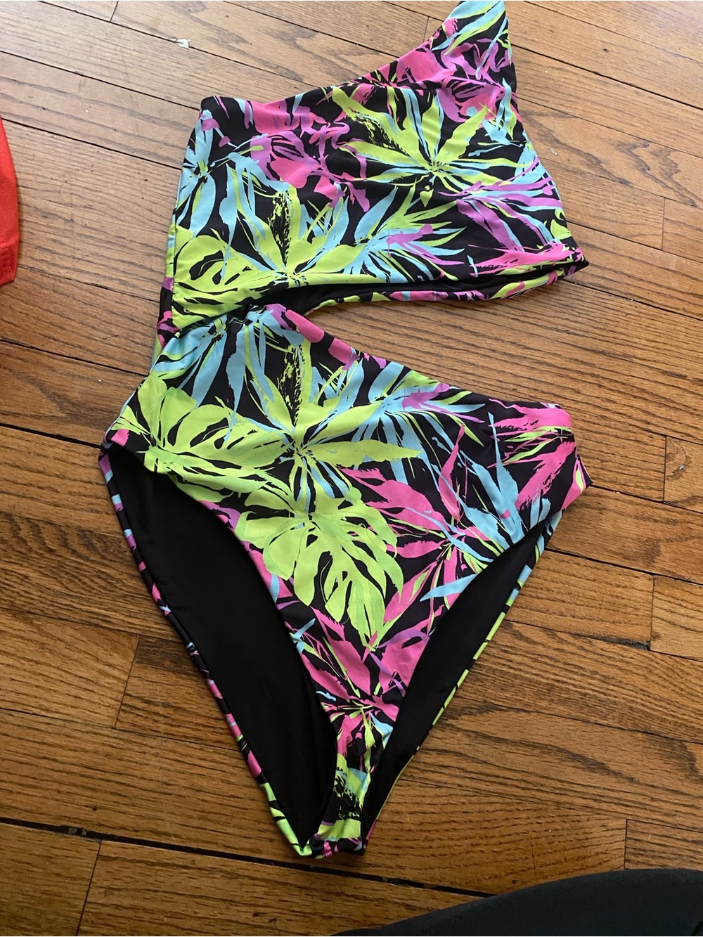 Beach Riot Celine One Piece Swimsuit in Neon Palms - Size Large - Picture 2 of 4